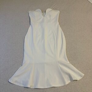 Cefian White Strapless Mermaid Midi Dress Sweetheart‎ V-Neck Size S